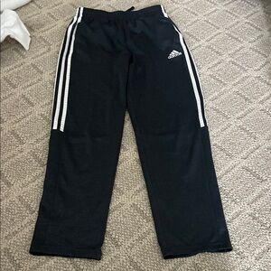 Adidas Kids Black Joggers with White Stripes